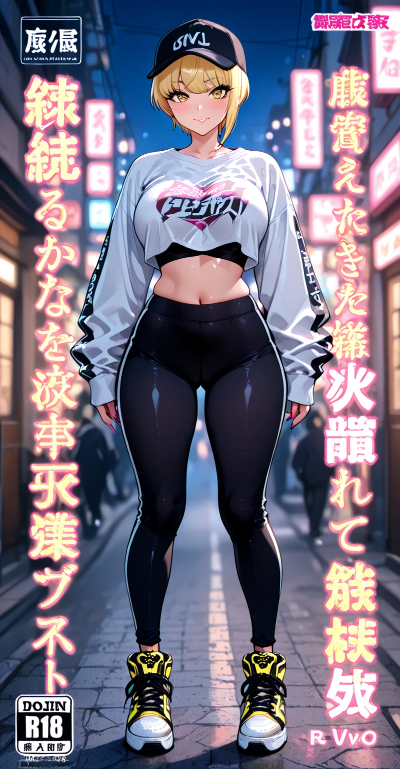 1girl, mature woman, dark skin, yakuza girl, open jacket, small breasts, abs, sunglasses, wolf ears, wolf tail, jacket, yellow eyes, grey hair, city, (2heads:1.3), absurdres, high quality, masterpiece, beautiful background, arms crossed, dynamic pose, beautiful face, (diaper:1.3),