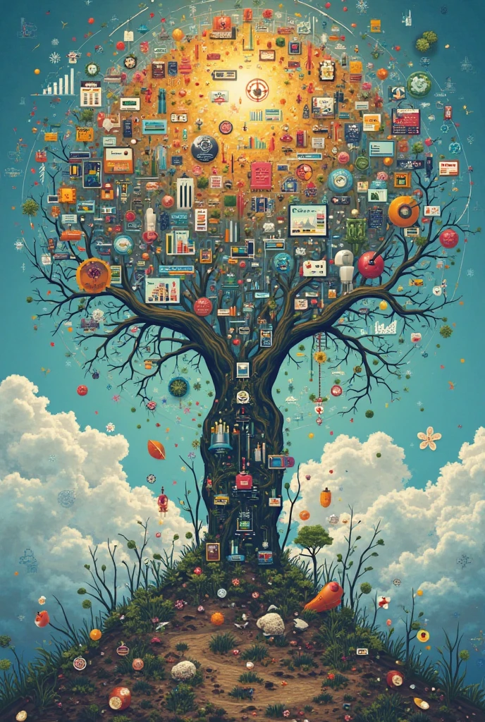 One drawing that answers what is art,the evolution of art and why people do art in a bulb