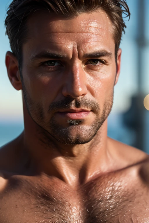 naked man, hunk, armpit hair, muscle, large penis