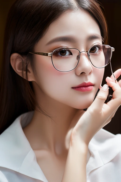 ((Highest quality, 8k, masterpiece: 1.3)), One girl, The beauty of slim abs: 1.3, (Casual Hairstyles, Big Breasts: 1.2), dress: 1.1, Very beautiful face, Detailed eyes, double eyelid, smile, Home, concentrated、Glasses、