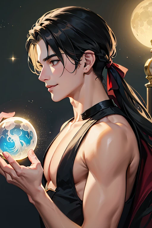 (A young adult male brunette mage with huge manly pecs is having his nipples tweaked as he orgasms), NSFW, hentai, male wizard, nipple tweaking, (staring at camera while his lactating nipples are being tweaked:0.2), lactating nipples, ((blushing and orgasm:0.1)), ((male’s nipples tweaking:0.3)), ((inspired by Town of magic hentai game:0.2)), ((dynamic pose)), ((the setting is inside the mage’s magic house)), ((magical smoke milking machine:0.2)),