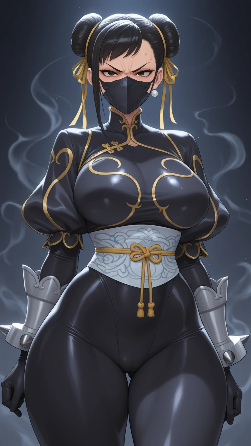 (Masterpiece, best quality, intricate details, 1sologirl) iron collar, arms behind back, iron cuffs, shackles, leather collar choker neck bell, bound ((standing by wooden pole:1.2)) ((female Black Dark skin Gyaru)) show entire body frontal position, realistic, gorgeous 16y.o. darkest skinned mixed race female, black African, transparent black pantyhose, legs together barefoot no shoes barefoot, looking view to viewer from below straight symmetrical, long hair