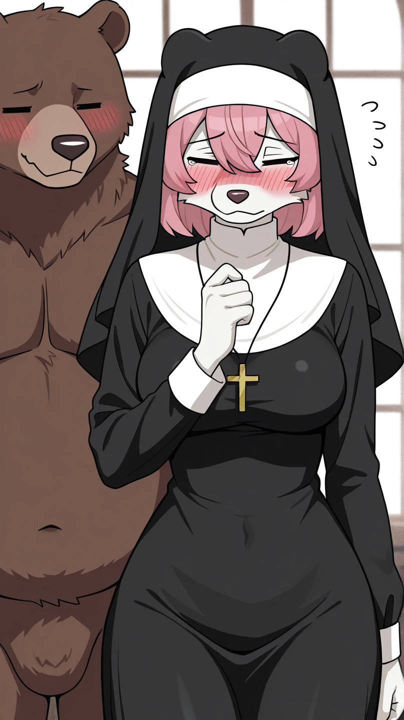toriel, big breasts, nun, embarrassed, holding panties