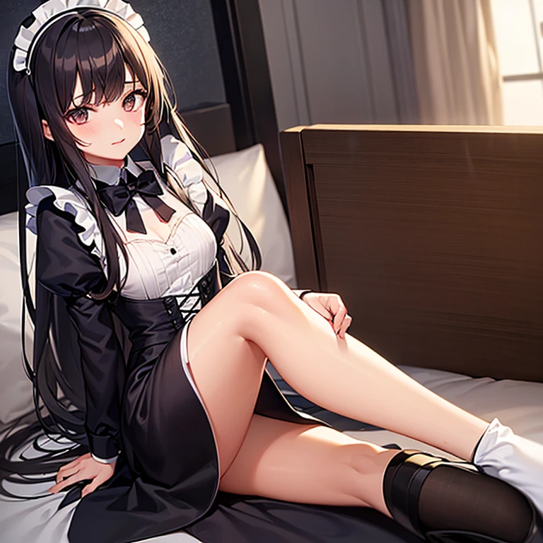 White transparent maid lying down,spread their legs
