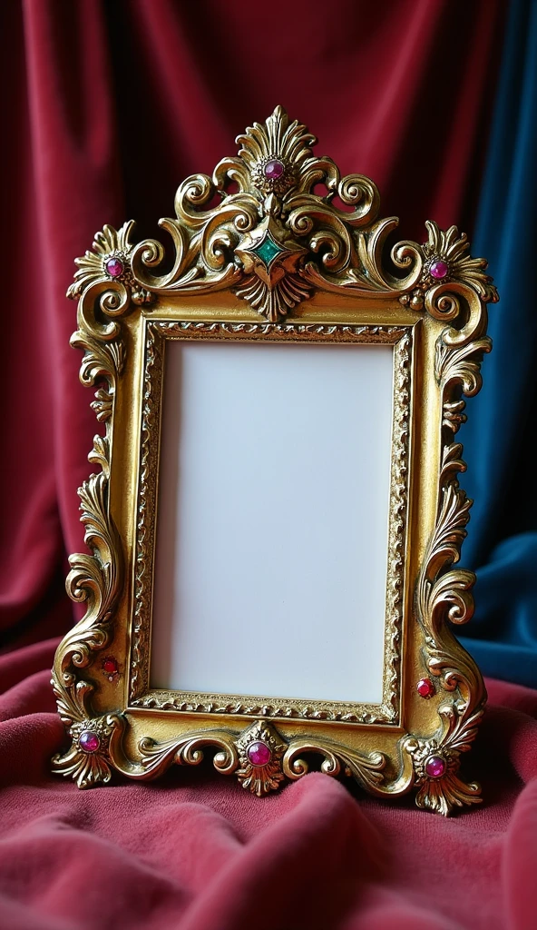 “A vibrant traditional Indian-style profile frame featuring motifs like paisleys, lotuses, temple patterns, and gold accents. Rich colors like maroon, saffron, and emerald. Circular shape with intricate craftsmanship and ethnic detailing.”