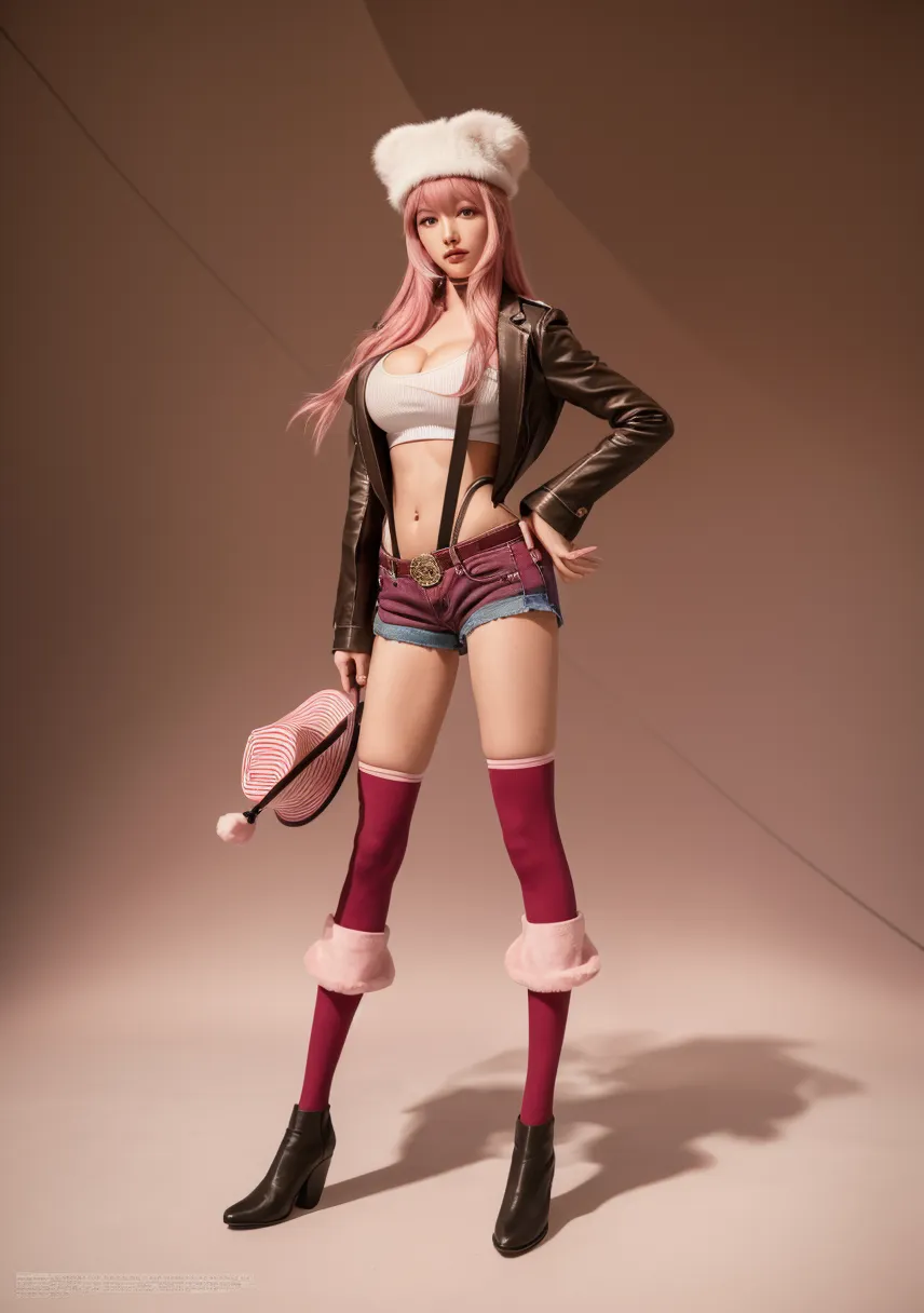 ((best quality,4k,highres,masterpiece:1.2)),((character concept art)), 1 female, age 23. Known for her love of high-end fashion and vibrant nightlife, Lily embodies the role of a modern, young, and affluent Asian-American girl. Her body language is as outgoing and confident as her personality, always exuding a vibrant energy. She's wearing a bold, metallic bikini top paired with high-waist sequin shorts that reflect the light show beautifully. Over her legs, she's wearing over-the-knee vinyl boots in a bold color, adding a sexy and modern touch to the outfit. For accessories, she has a collection of LED light-up bracelets and rings. A pair of shutter shades or geometric-shaped sunglasses add a touch of retro-futurism to her look. To keep warm, she wears a neon faux fur shrug or bolero. She carries her essentials in a holographic cross-body bag or belt bag, adding a shiny, stand-out element to the outfit. With multiple ear piercings and visible tattoos, she carries her ensemble with an air of unapologetic confidence. ((intricate detail)), super finely detailed hands, ultra finely detailed fingers((ten fingers)), (standing confidently), (full body showcase), (show full body), (no logos on background), (no logo), ((plain background)), ((plain background)), (((empty background))).