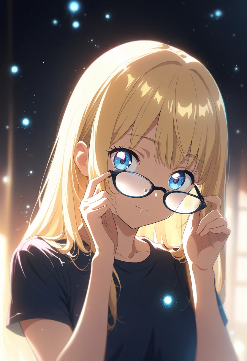 1girl, solo, blonde hair, pink hair, long hair, streaked hair, multicolored hair, blue eyes, eyeliner, semi-rimless eyewear, glasses, shirt, large breasts, collarbone, portrait, looking at viewer, cinematic film still of <lora:casting shadow style:1> A cucoloris patterned illumination casting a shadow on a woman with a shadow on her face, indoors, morning, window blinds, sunlight, shallow depth of field, film, filmic, casting shadow, venetian blinds casting shadow light, shadow on face, face partially covered in shadow, different shadow, window casting shadow, moody, soft shadows, (masterpiece), (best quality), (ultra-detailed), very aesthetic, illustration, perfect composition, intricate details, absurdres