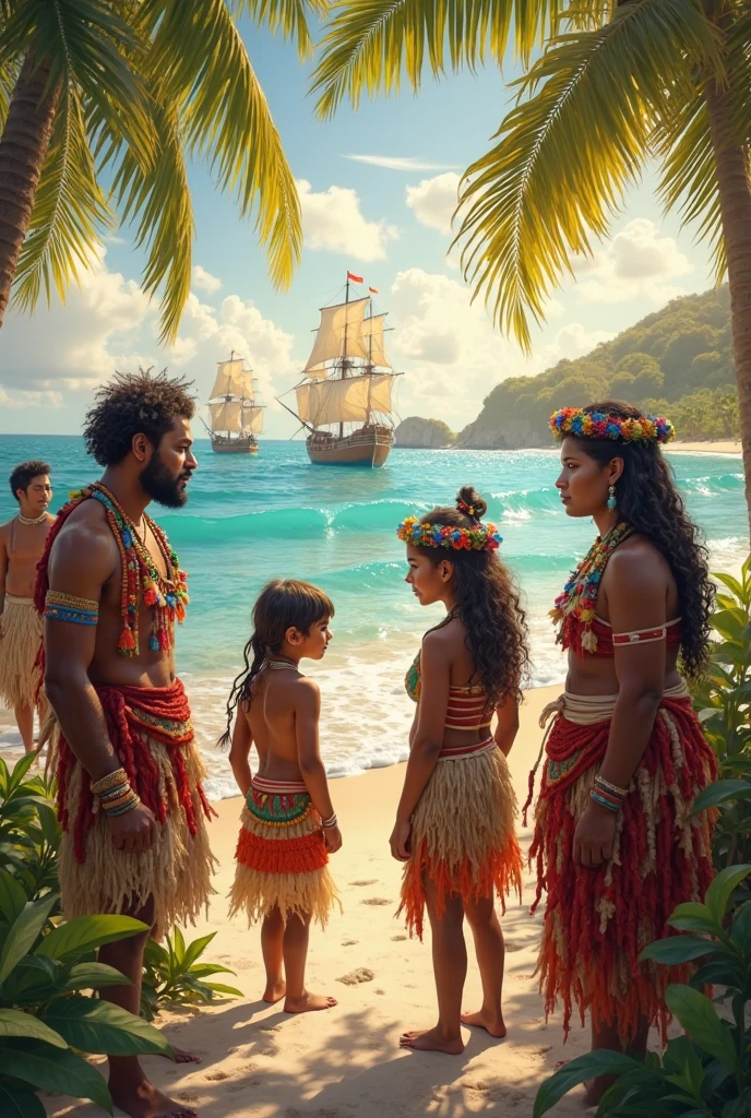 young couple on the beach from hawaiian native tribe