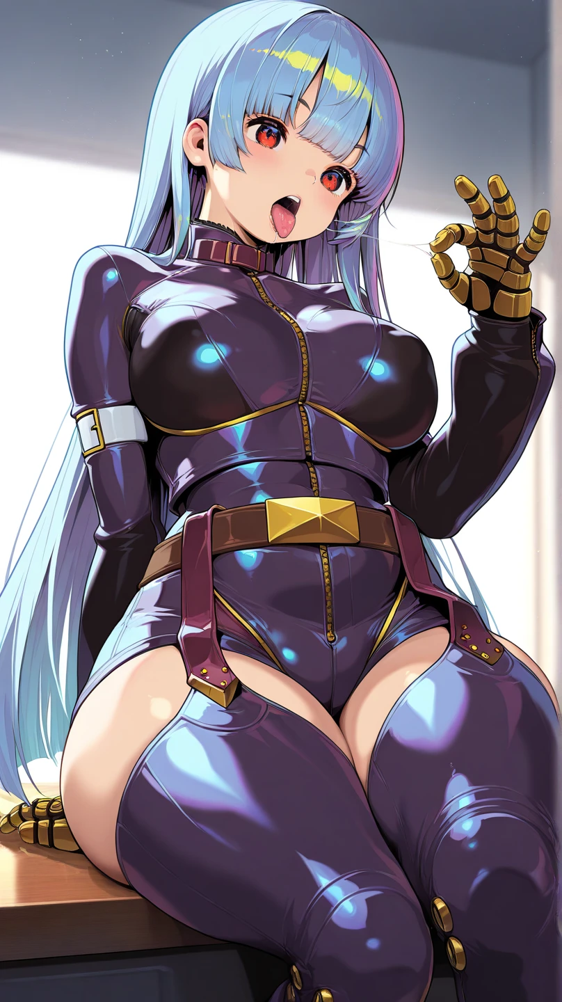 pale blue hair, long hair, very long hair,