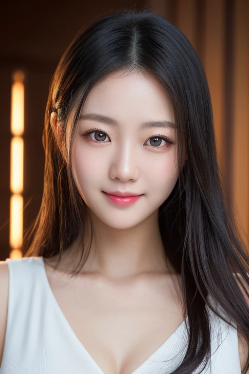 (Super beautiful woman)、((highest quality、8K masterpiece:1.3))、sharp focus:1.2、(super beautiful face:1.0)、(shiny skin:1.0)、realistic pictures、black hair、video lighting、High resolution eyes and face、video lighting、japanese actress、from the front、with a happy smile、whole body、