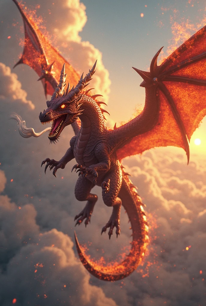 A colossal dragon with fiery wings ablaze, symbolizing fire and rebirth, exuding grandeur and awe, embodying the majestic and fearsome Phoenix Dragon