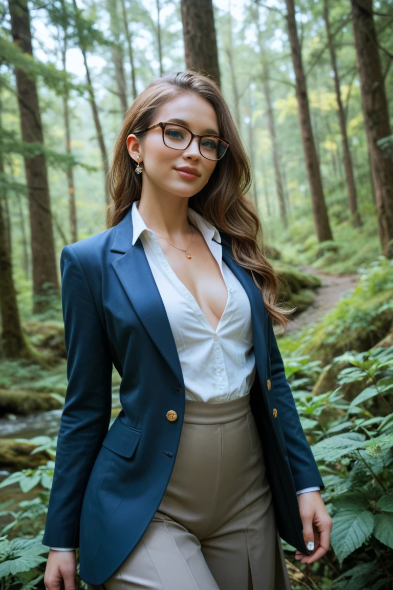 (Gal Gadot:Evangeline Lilly), pubic hair, (looking at viewer, light smile, ), brown hair, brown eyes,  long hair, hair_flying, Fluttering hair, flying_hair, ((Transparent glasses, glasses, glasses_on_nose)), wind coat, black_coat,
((nfsw, expose,  nude, breasts out, nipple, small breasts, )), sexy, charming, stunning,  enhance, delicate, (pale skin, real_skin), sunlight, 
autumn, wind, tree, fallen leaves, outdoor,
best quality, high quality, highres, 8k, photo realistic, raw photo, cannon, nikon,
