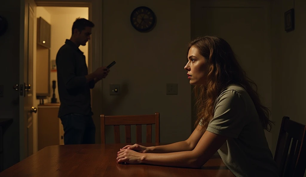 Man facing a woman about to hit her inside a house