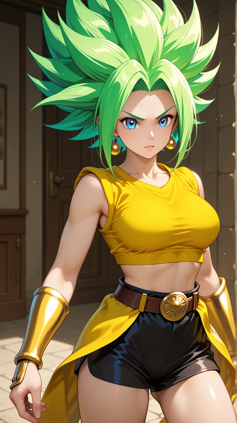 "((realism)), ((maximum graphic quality)), ((power arena tournament)), Caulifla E Kale, realistic skin and clothing)"