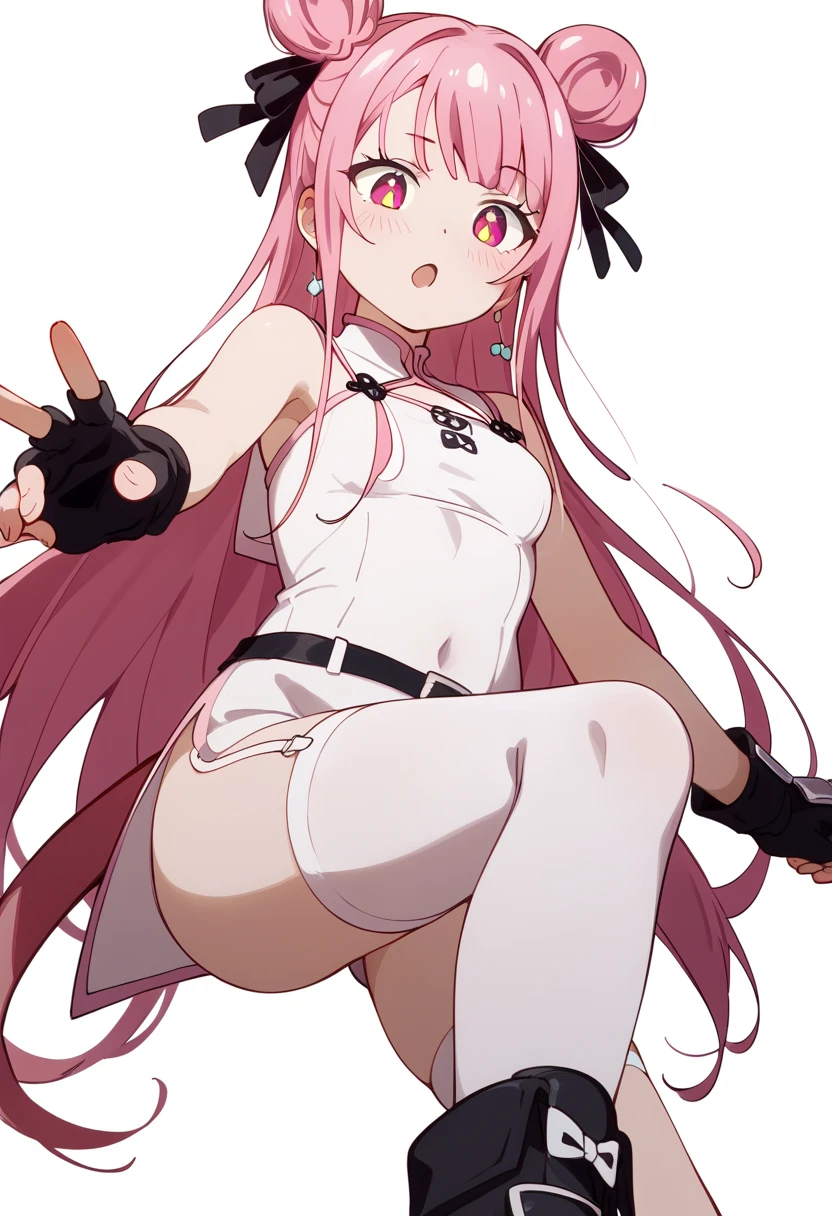 Anime Girl sitting on the ground with her legs crossed, beautiful Anime Girl squatting, Zero Two, seductive Anime Girl, the Anime Girl is crouching, (Anime Girl), Wearing white clothes, Shiro in Death Row Paradise, Anime Girl, Perfect white-haired girl, an Anime Girl, by Shitao, whole body!!, female anime character, Zerochan art，Black nail polish