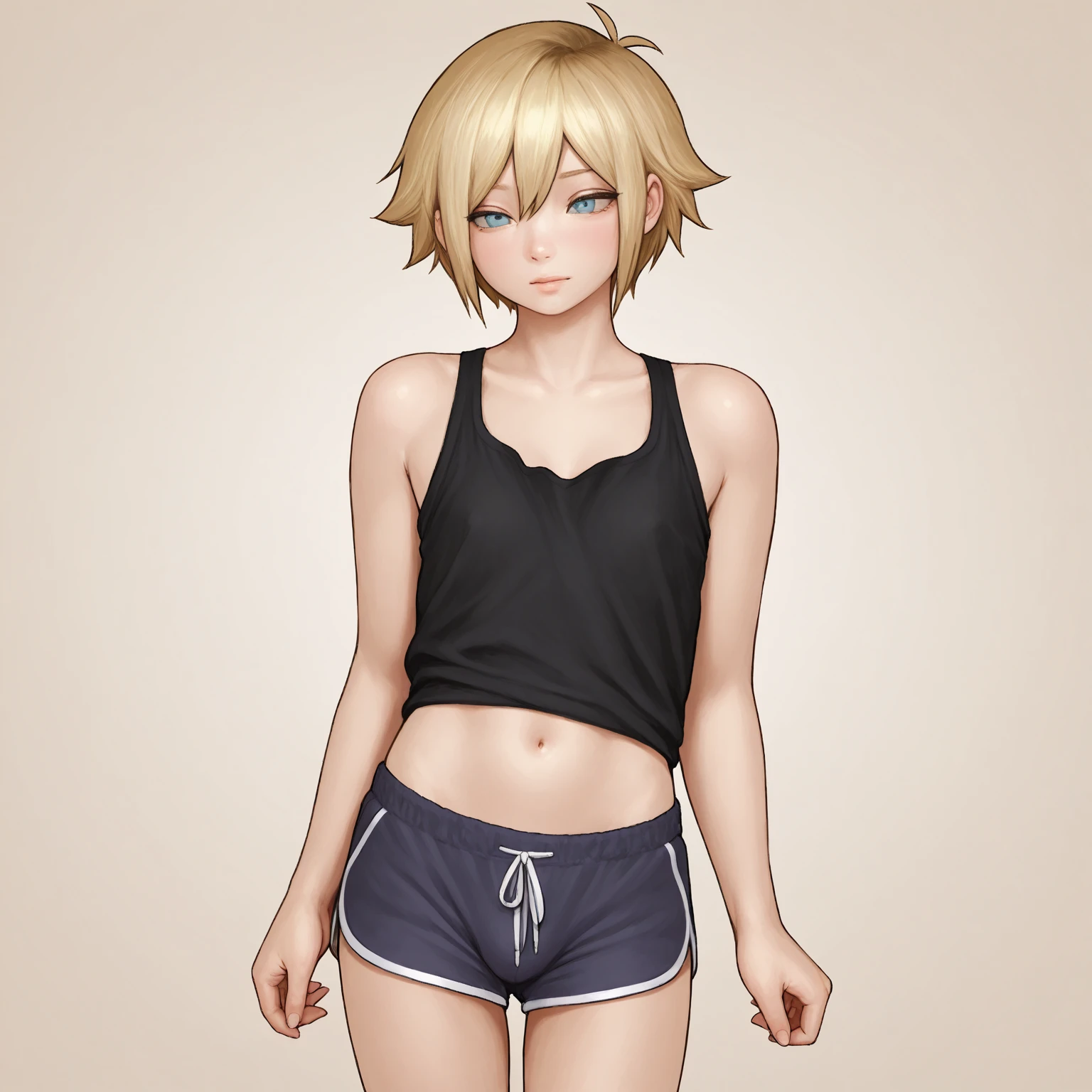 breathtaking femboy, thin male, full body, briefs, loose tank top, solo, digital painting, <lora:MaleMixXL:1> . award-winning, professional, highly detailed