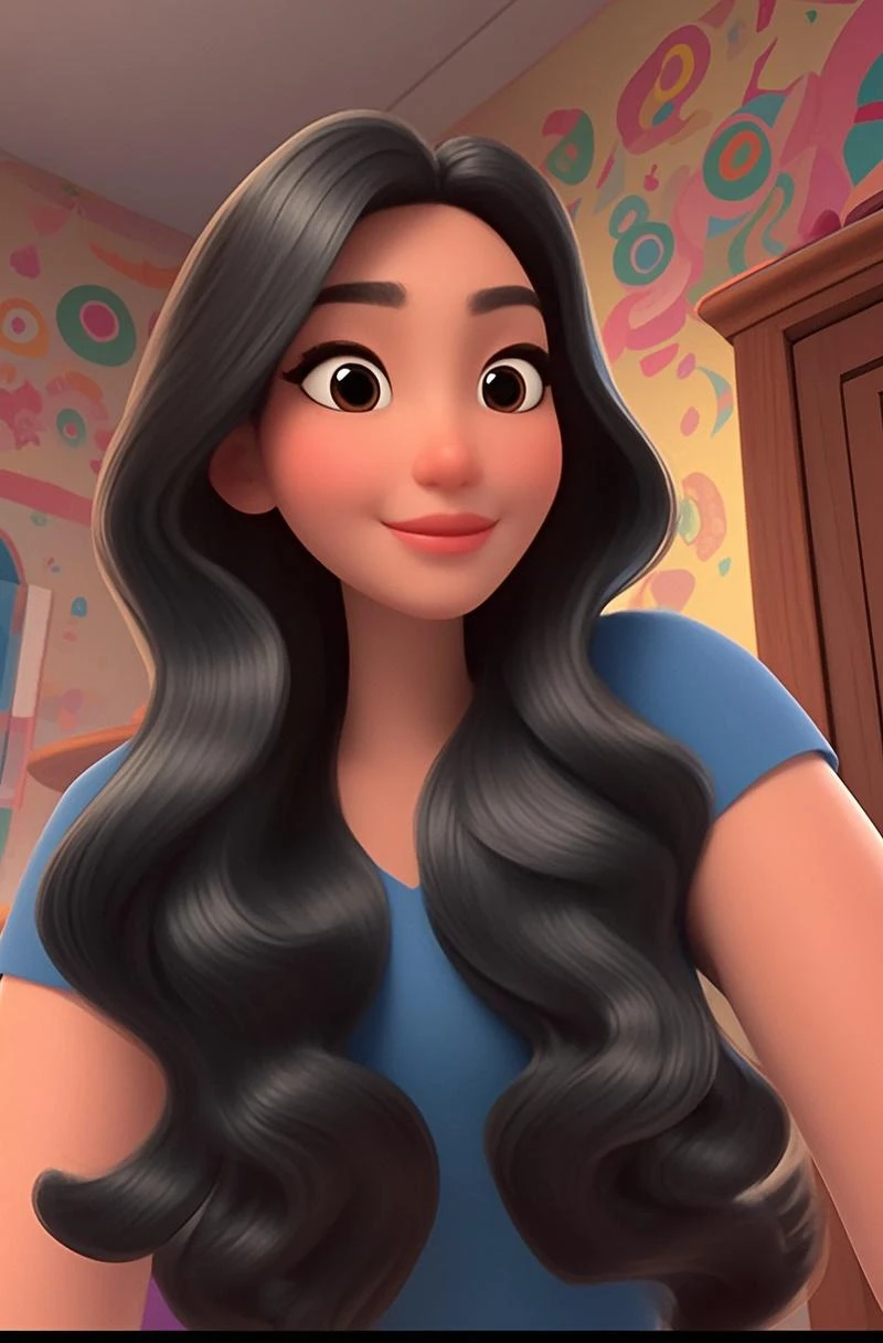 Mulher morena estilo disney pixar, alta qualidade, melhor qualidade