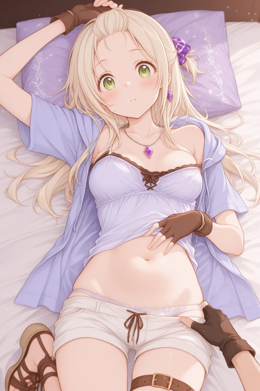 (((Best Quality, 8K, 32K, masterpiece, 1.2)))),{{solo}},nsfw,{{{Artist: Torino Aqua's style}}},((perfect beautiful face:1.2)), nsfw, pov,(selfie:1.2),phone_screen,head_out_of_frame, (fisheye distorted lens:1.2),on bed,bedroom, ,(shirt lift:1.2),((spreading pussy with fingets:1.3)),((a lot of public hairs:1.3)), vivid pussy, high quality of vagina, leaking pussy juice from pussy, focus crotches, show panties ,lace panties, navel