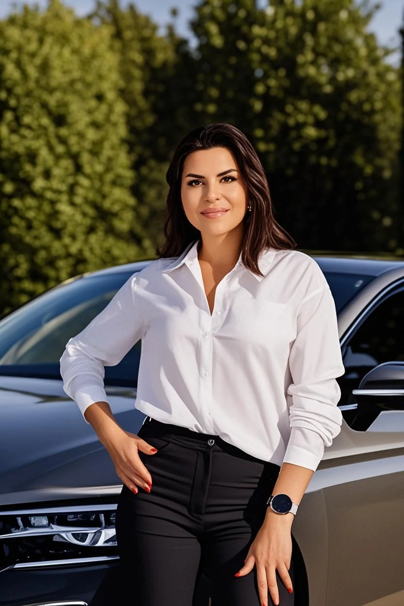a realistic photograph of beautiful (D4rcy:1.1) woman as a young beach babe,wearing burgundy pageboy,wearing rock concert T-shirt,maxi skirt,beaded bracelets,standing in a (1970s car dealership:1.2) showroom filled with colorful and stylish muscle cars,dodge challenger,chevrolet camero,colorful,intricate,detailed,looking_at_viewer,highres,absurdres,hyper realistic,HDR UDH 8K wallpaper,PA7_Portrait-MCU,<lora:D4rcy_02A-000004:1.1>,