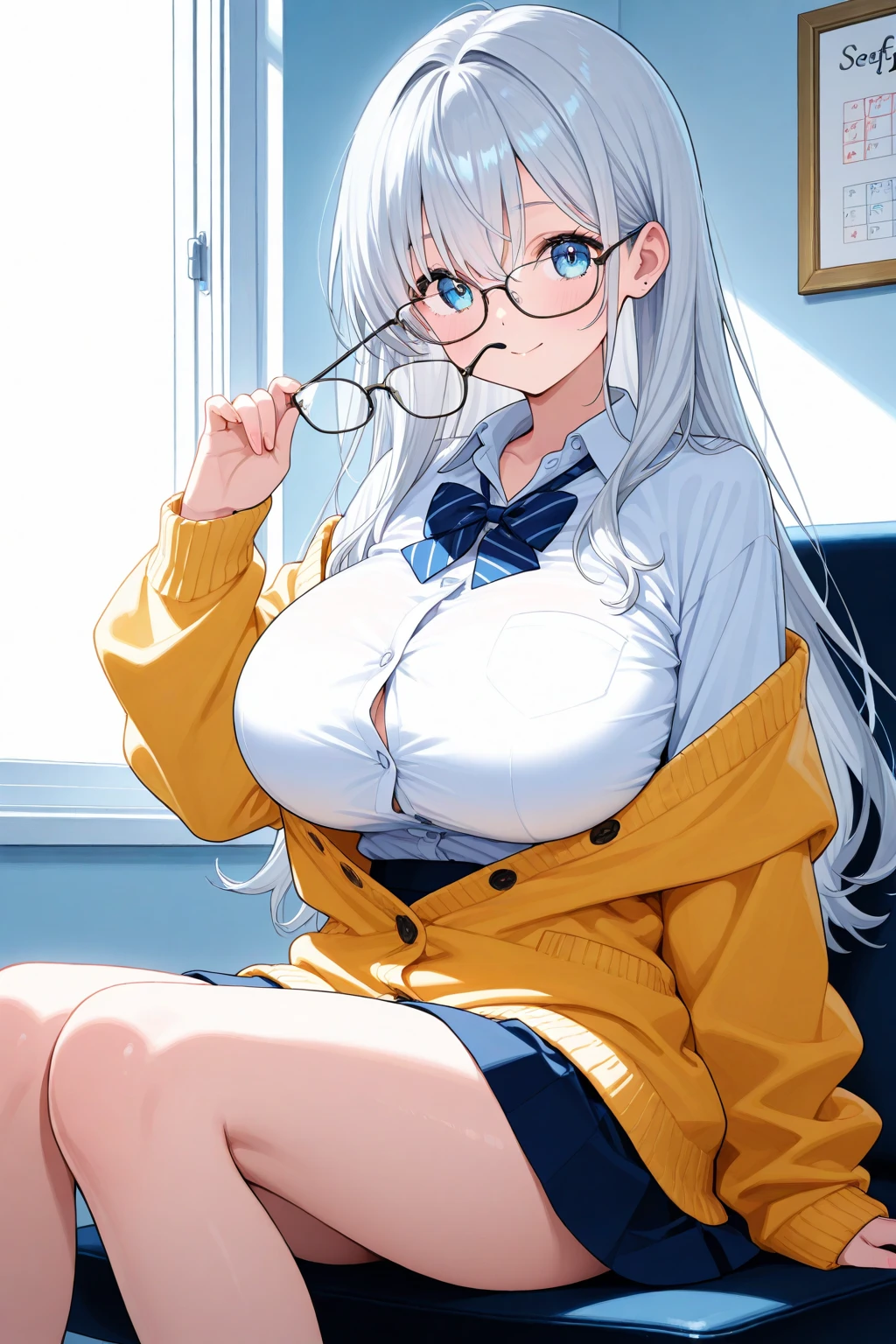 Make a beautiful girl busty and smart scientist 