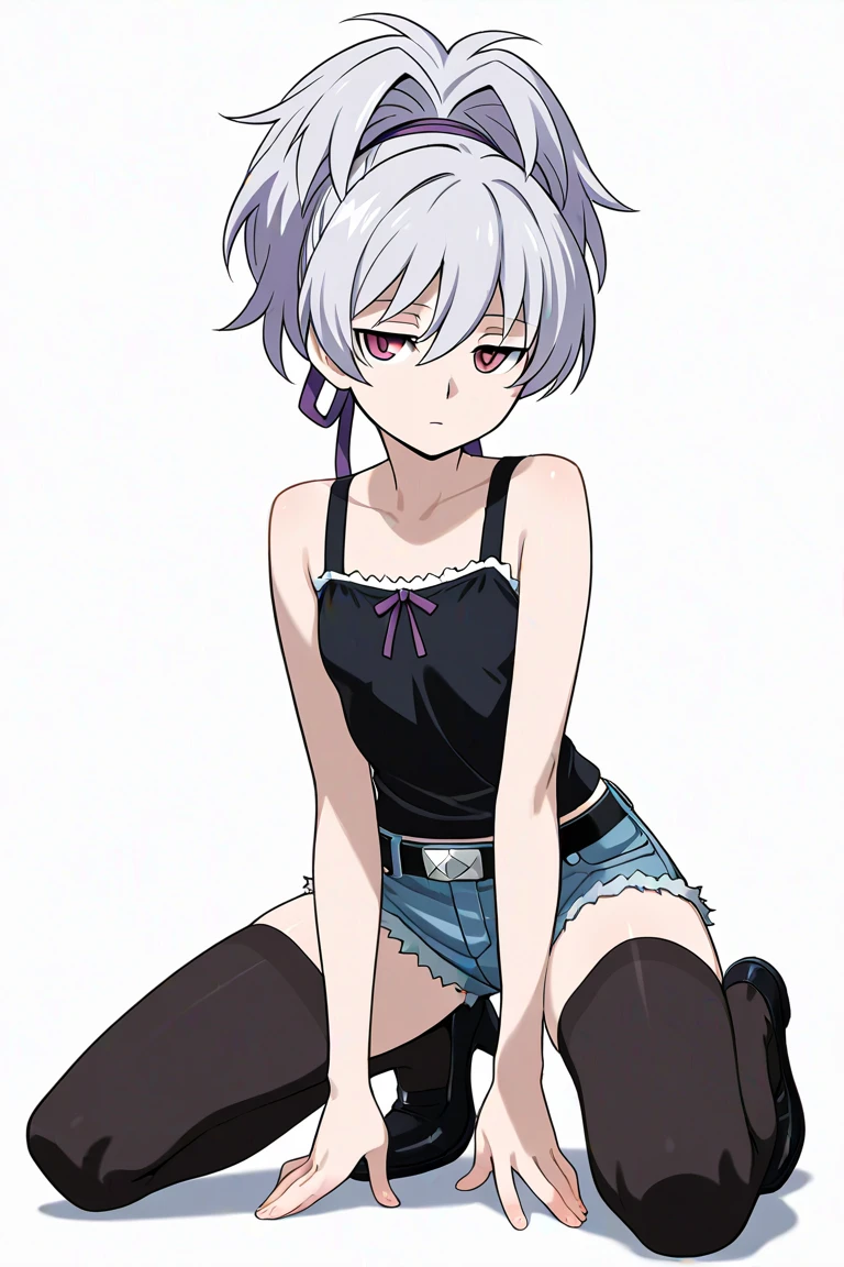 (Highest picture quality), (Master's work),(Detailed eyes description),(Detailed face description),
1girl,red eyes,white hair,(very long hair),very long hair (floating in the wind),hair ornament,white dress,small breast,leather shoes,blush,fluttering grass,(spring,sakura blossoms),petals,(lens flare),altocumulus,dazzling light,cool breeze,(shade) of [a sakura tree],meadow,(the grass is growing and the birds are flying),stockings,