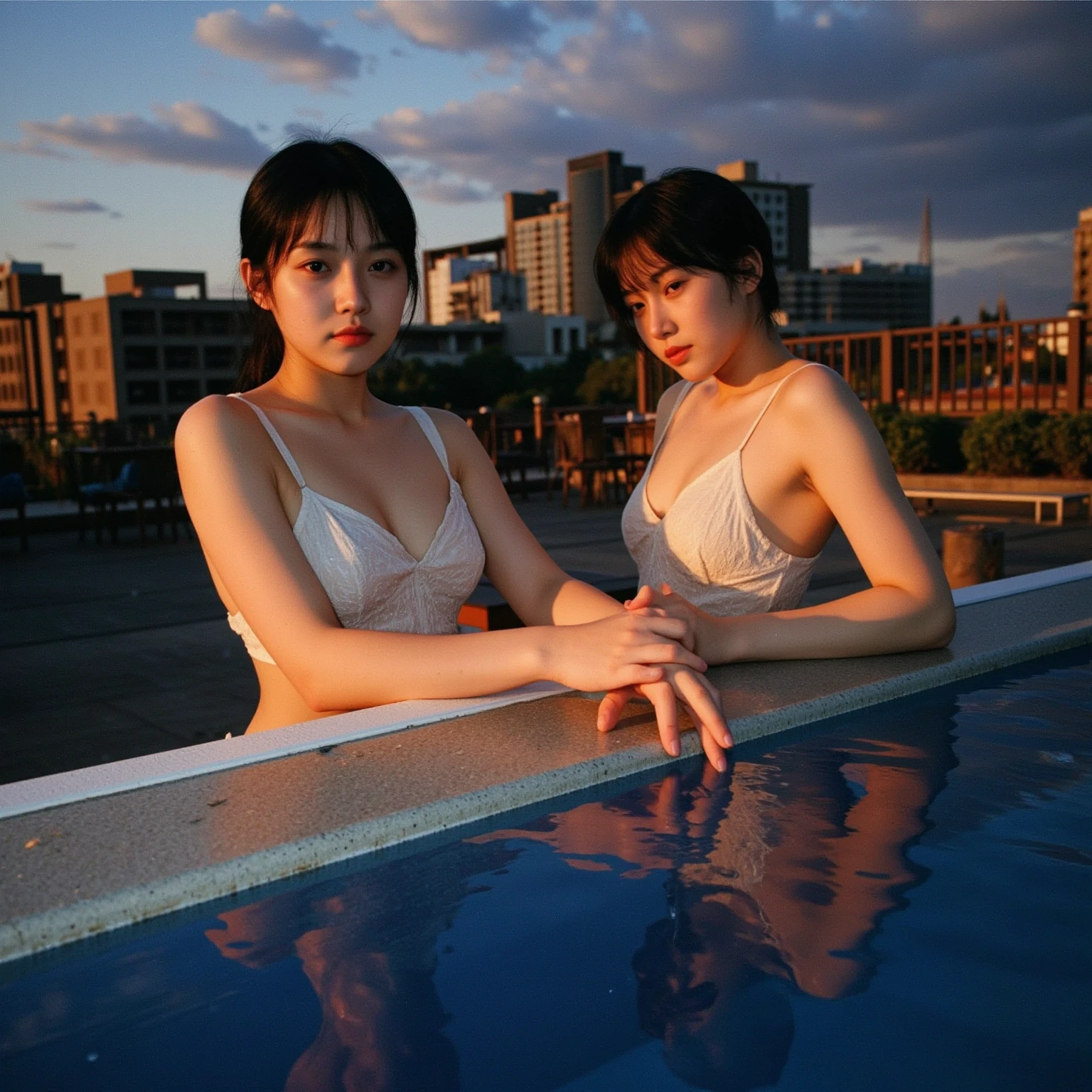 A beautiful Japanese woman in her early teens wearing a high-cut bikini、Beautiful legs、Long, slender legs、Convention Hall、11 year old girl