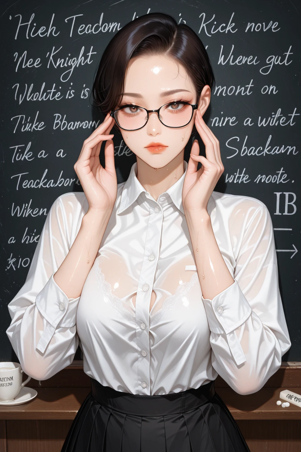 Best quality, masterpiece, ultra high res, (photorealistic:1.4), raw photo, 1girl, off shoulder, cinematic lighting, Glasses 