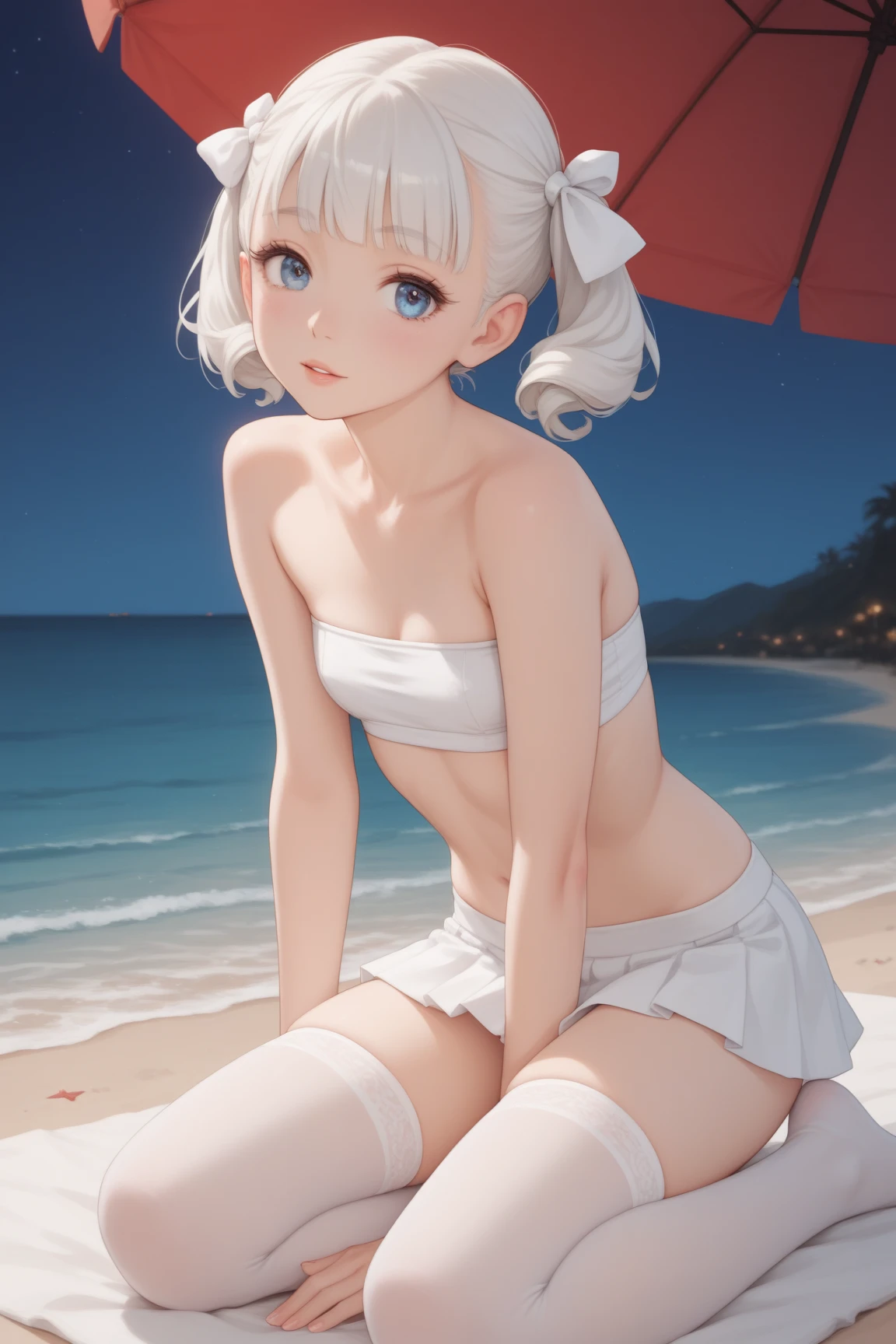 Cat ear, White Hair, Bikini, Butt