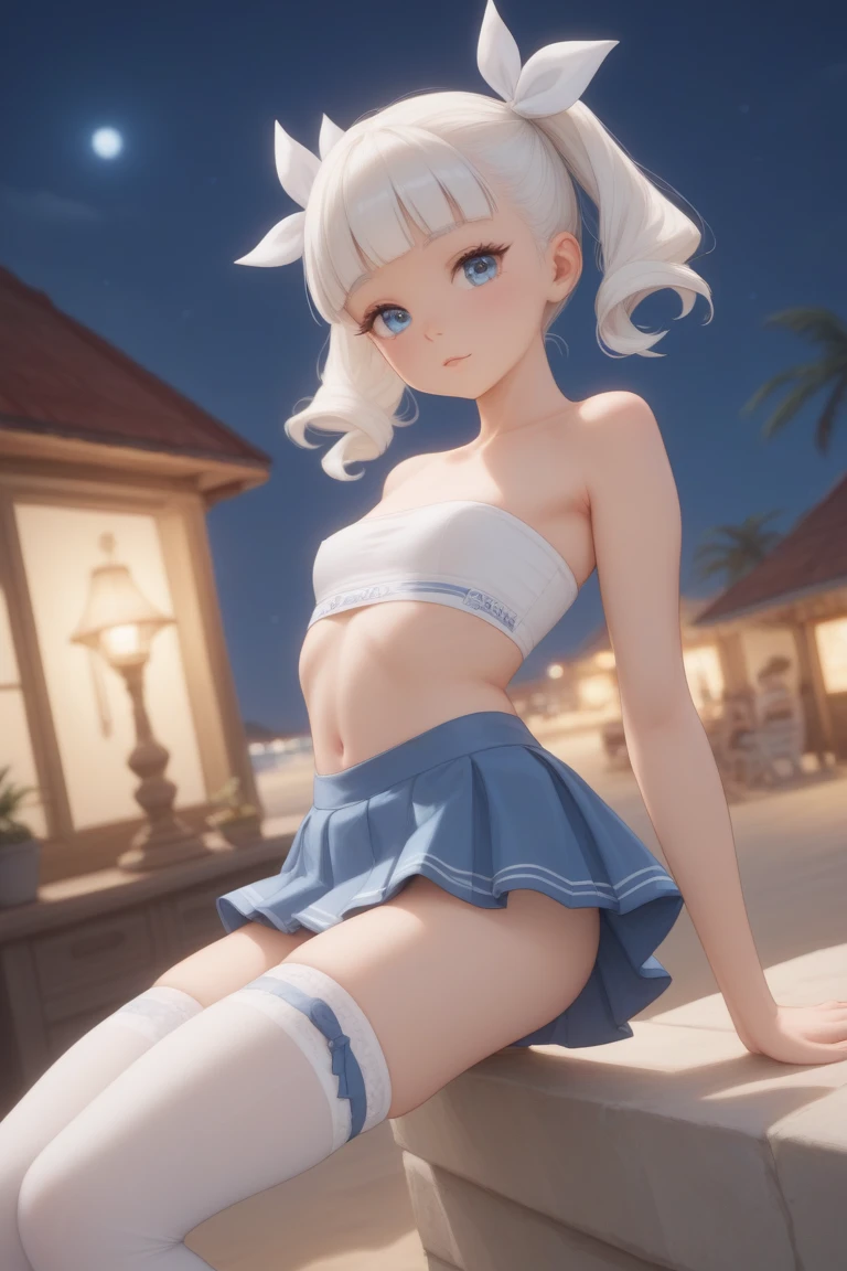 (Super detailed、Ultra-high resolution、8K masterpiece、Vibrant colors)、((Flat Color))、((colorful))、Multicolored lighting、((浮かぶcolorfulな水))、Blue background、
A woman in a maid outfit is tied up、(Golden chains on body、Golden handcuffs)、sit on a round stool、Place your arms behind your back、Random Sexy Poses、Turn around、Angle from behind、
(ponytail、Vermilion, silver and gold hair、hair ornaments、Brown Skin)、(choker、Skirt with slits、Knee-high stockings、garter belt、Wedgie Panties）、Beautiful hip line、twice TZUYU、Beautiful blue eyes、(A rich expression、Ahegao、happy、fun）