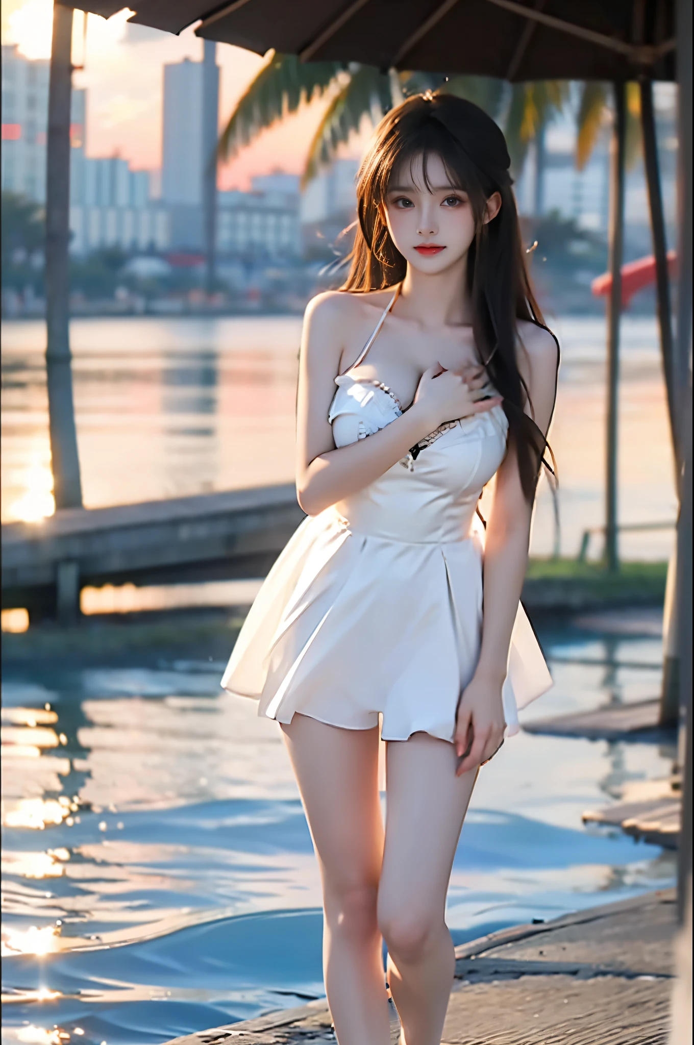 goutou, (8k, RAW photo, best quality, masterpiece:1.2), (realistic, photo-realistic:1.37),1girl,(Kpop idol), (aegyo sal:1),hair ornament, portrait, (loose dress:1.1), necklace,cute,cityscape, night, rain, wet, professional lighting, photon mapping, radiosity, physically-based rendering, breasts, thighhighs, <lora:goutou_v10:1><lora:koreanDollLikeness_v10:0.1>