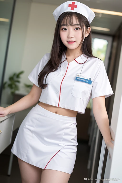 photorealistic,(8k, best quality, masterpiece, ultra highres, ultra-detailed:1.2) ,1girl,very beauty nurse show her panties,cute,19yo,baby face,blond hair,(nurse uniform,white uniform),(skirt lift,),low leg panties,embarrassing,smiling,in hospital,
eyes with large brown irises,shiny skin, blunt bangs,small mouth, fresh lips,nose blush,5finger,
beautiful lighting, volumetric lighting, dynamic angle, looking at viewer, (photographic portrait), sharp,