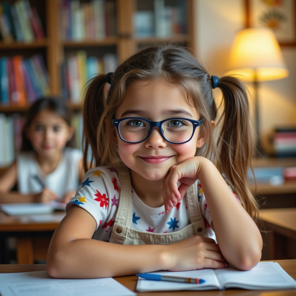 Developing cultural and intellectual skills, education according to the curricula prescribed for students , receiving information in the classroom, a close-up picture of a latin student with glases wearing a blue uniform sitting on a school desk, performing school assignments
