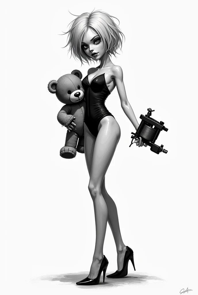 Realistic picture of teen Girl robot,pulp fiction,Black and white picture,50’s horror style,cute,full body,futuristic,art style,clean,sexy Girl lingerie,Candy,real picture