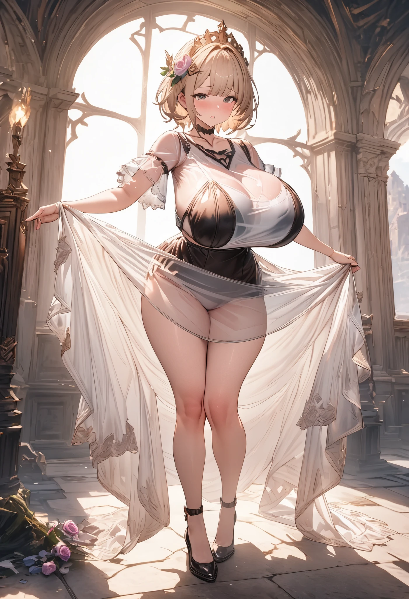 ((Full body, Princess Zelda as a humanoid skunk, big breasts)), in one ((black maid outfit with white skirt and white pantyhose with clip on skirt)), she has ((short black hair)) and ((blue eyes)), she is inside a cave, 16k, highres, best quality, award-winning, high details, anatomically correct, masterpiece, UHD, ccurate, retina