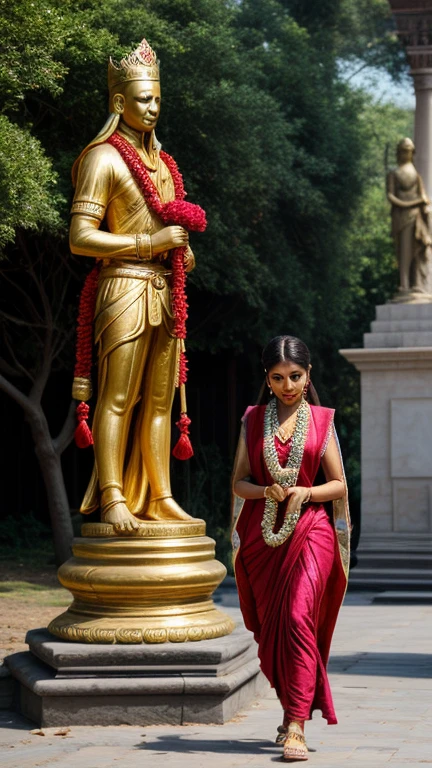 Aung San SUU kyi with flowers garden full figure