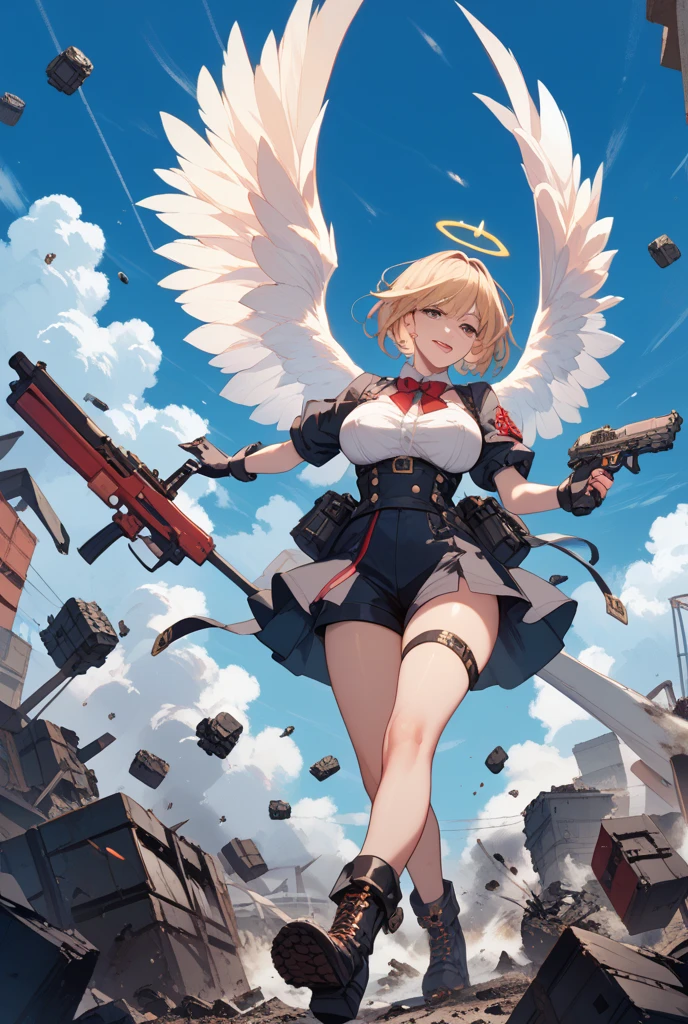 Girl flying in the sky,the angel's wings、Armed Angel Girl Frontline Style, from girls frontline, Fine details. girls' frontline, girls' frontline, girls frontline cg, infantry girl, Women's Last Tour, soldier girl, M4 Sopmod II Girls Frontline, anime maid ss military, girls frontline universe, Mechanized soldier girl, Majora、lieutenant colonel、Girls Moon、Start of battle！