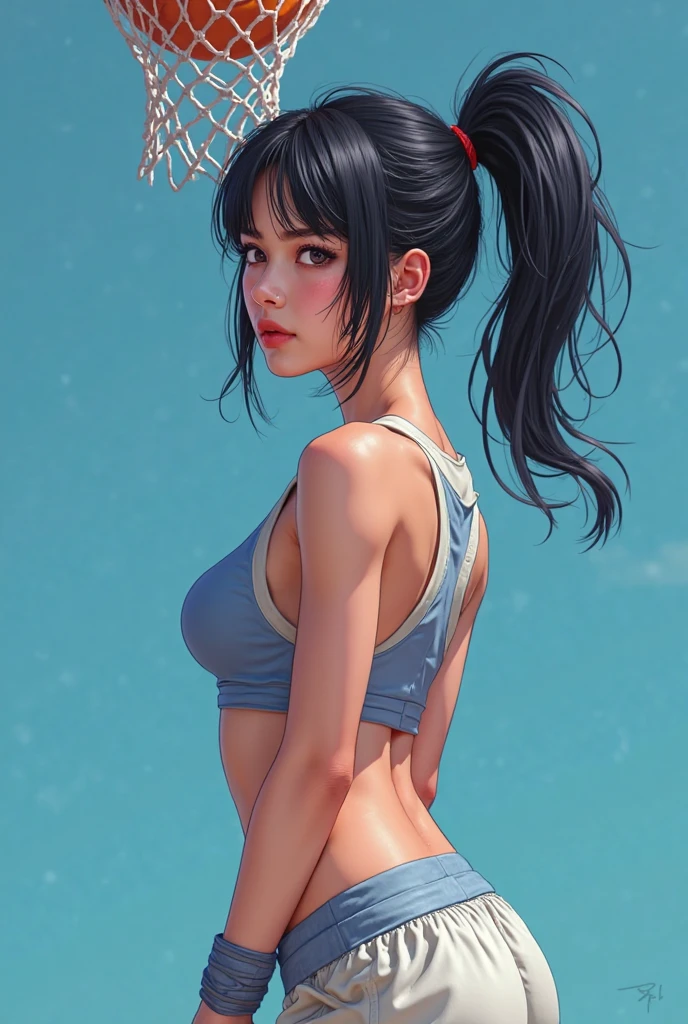 uma mulher, cabelo ruivo, cabelo super longo, olhos azuis, bunda grande., braid, wide shot, UHD, high quality, high details, best quality, highres, 8k
