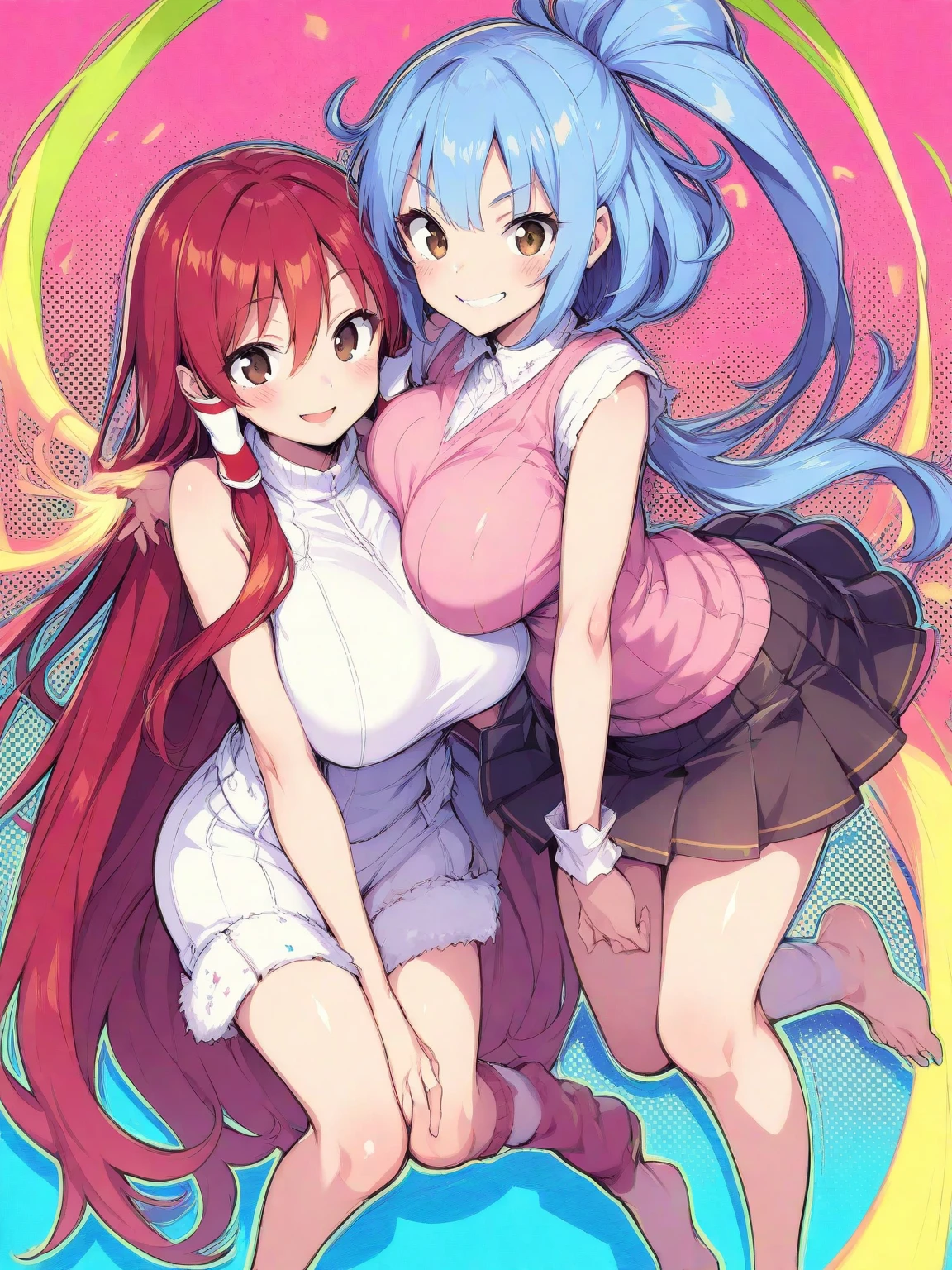 (masterpiece, best quality), best quality, (ultra-detailed), (3heads:1.5), 1girl, (kotohime:1.3), masterpiece, best quality, ultra quality, ultra resolution, ultra detail, purple top, crop top, ((stomach)), midriff, ((groin)), exposed open belly, purple skirt, normal ears, shackles, red hair, very long hair, wavy hair, sidelocks, red eyes, detailed eyes, pupils, parted lips, open belly, sweat, cute, toned belly, hand on own chest, eyelashes, (25 year old woman:1.3), (masterpiece:1.5), (best quality:1.5), (beautiful detailed), extremely detailed CG, extremely delicate and beautiful, depth of field, (finely detailed face), (perfect details:1.2), (mature female:1.3), wide pelvis, slender, large veiny breast, 16k resolution, highres, very high quality, very high definition, extremely detailed, masterpiece, red hair, long hair, alluring presence, braid, short skirt, close up, big tits, young, 