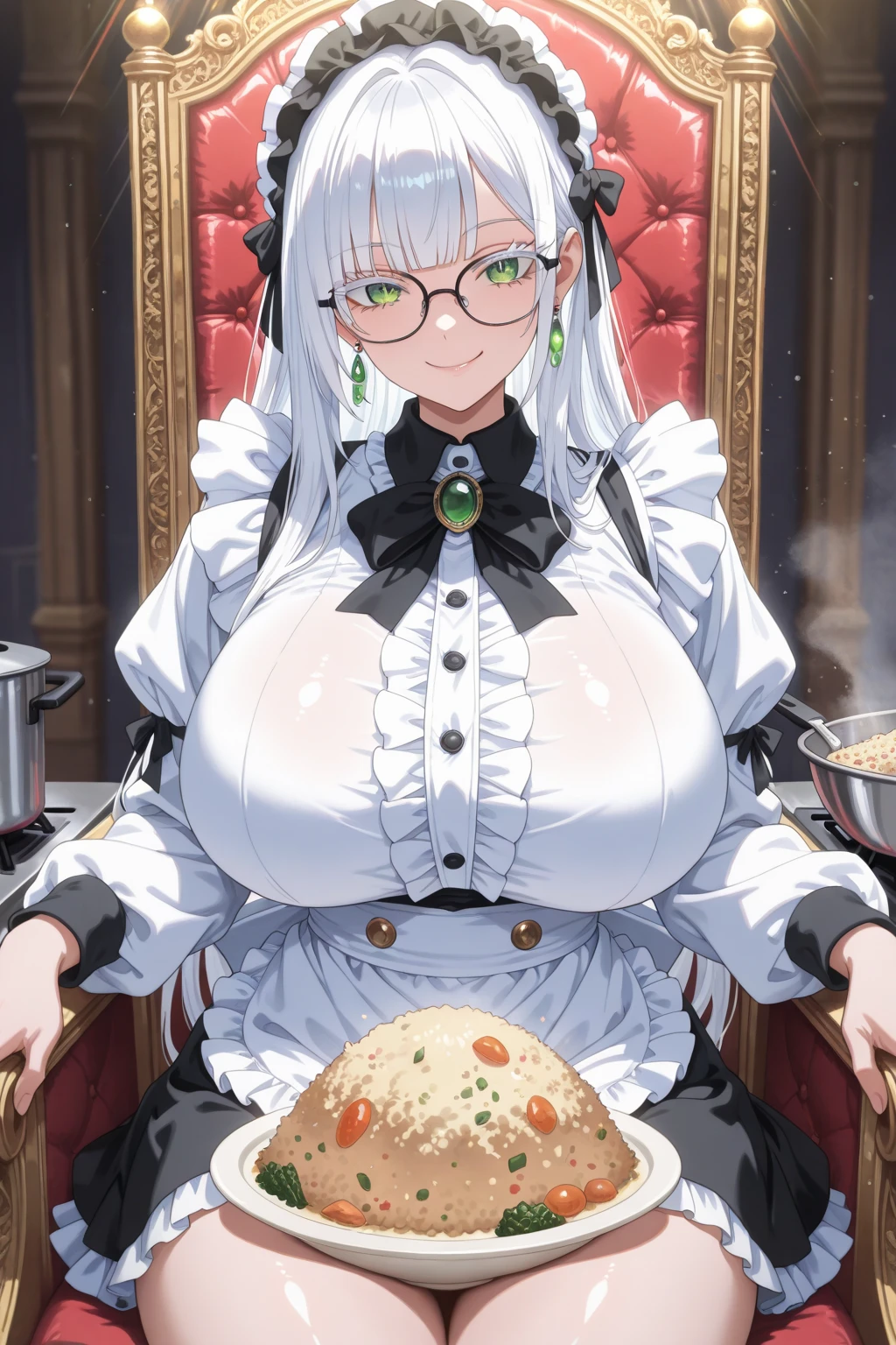 milf, a woman, pechos Bigs, gigantic breasts, huge breasts, mature female, heavy breasts, short hair, (silver hair), light skinned female, orange eyes, Big, Curvilinear waist, Breasts resting on the table, with chin resting on hand, Shoulders resting on the table, , looking at the viewer, Bra edges on sweater, sensual neckline, full breasts, Breasts bigger than head, Madurese way, curvy female, thick thighs, voluptuous female, black belt, delicate gloves, Bra strap appears, soft breasts, Feminine focus, Mom's Breasts, Mom, Charming countenance, Impressive woman, High Waist Jeans, Fabric Sweater, tease with her tits, sitting in a restaurant chair, A meeting, first person view, facing the suitor, Bobo Smile, hearts on head, Plates with food on the table, candle lighting, in an elegant restaurant, glass of wine on the side, sitting in front of the viewer, (Sitting at a restaurant table), Upper body shot, partially visible body, Crowded restaurant in the background, at night, romantic mood, silver hair
