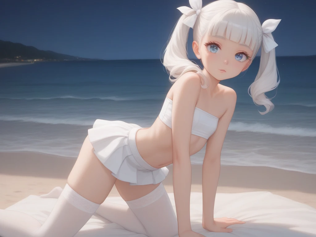 anime girl in a bikini on a pier by the ocean, realistic bikini, clothing: bikini, 3d anime girl, render of a cute 3d anime girl, Smooth anime CG art, Pause, , フルPause, Live2D Virtual Youtuber Model, in the sea, Wearing a swimsuit, 淫らなPause, ビーチでPauseをとる