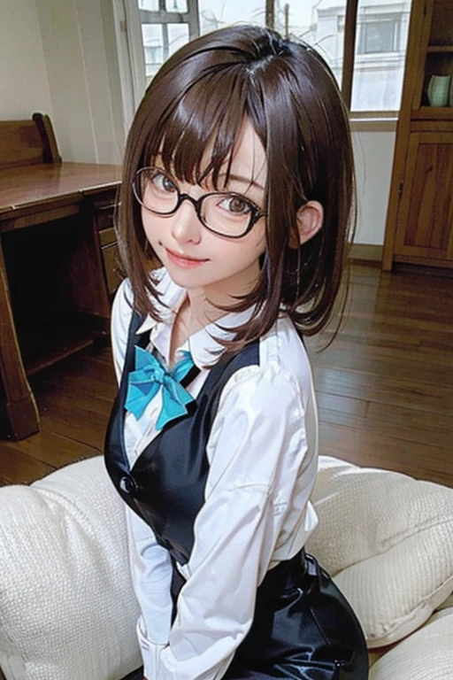 top-quality、Photorealsitic、8k、hight resolution、女の子 1 a person、femele、eye glasses、(dent in the skin)、(large full breasts)、(profetional lighting、bokeh dof)、(street)、(a person々、crowd:0.6)、rinka、(natta:1.2)、 (Brown hair:2.0)、(blouse:1.5)、(portlate:0.6)、a gorgeous、Bloom、(Floating hair)、Twin-tailed、Braided hair、(dynamicposes:1.2)、softlighting、(Masterpiece, BestQuality:1.1), (ultra detailed 8k cg:1.2), (hyperrealistic:1.35), (Photorealistic:1.45), (realistic:1.4), [cowboy shot], (Soft lighting), 1 beautiful Japanese girl, 20 years old, supermodel, Japanese Idol, (smile), Large Breasts, (Sweat skin:1.2), (school uniform:1.2), (sitting on ground:1.1), (spread legs, sucking, sucking