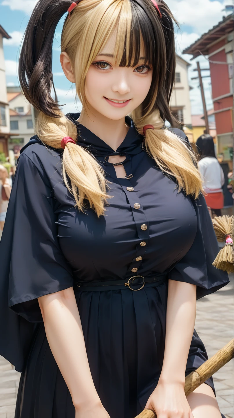 ((masterpiece,intricate details)),1girl,mature female,Textured updo,,brown eyes,:o,large breasts,thick thighs, wide hip
BREAK
<lora:sucy_manbavaran:1>, sucy_manbavaran, long hair, hair over one eye, pale skin, hat, witch, witch hat, school uniform, eyeshadow, luna nova school uniform, makeup, dress, sharp teeth, belt, wide sleeves
BREAK
A vibrant cultural festival animates the city streets, with traditional costumes, lively music, and vibrant parades, celebrating the rich heritage and diversity of the community.,((full body)),from above:1.2,depth of field,looking at viewer,<lora:more_details:0.25>