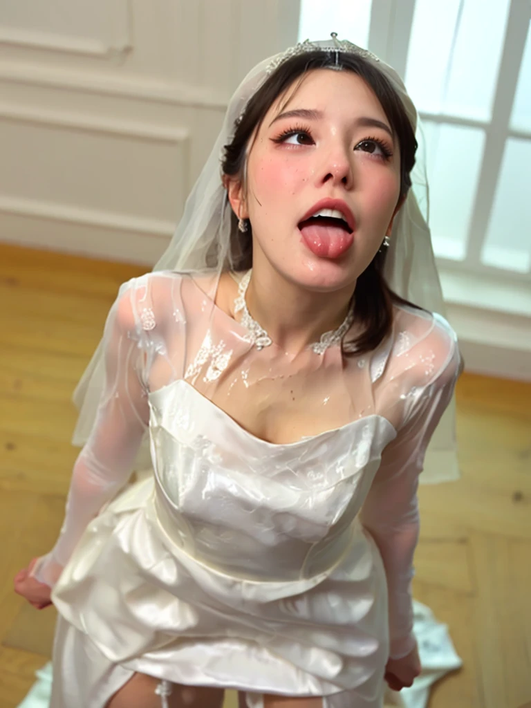NSFW、Panoramic viewing angle、Pussy Real、Breast Real、Mastepiece、It is high resolution.、Photo woman、Detailed digital illustration、Wavy Long Hair、Folded ponytail、Detailed eyes、Shiny Hair、((Naked in a wedding dress:1.6))、Very beautiful woman、The eyes are double、Normal chest、Bust A cup、high resolution、high quality、Detailed background、((A chapel crowded with gentlemen:1.4))、((Two Arms、Four fingers、One thumb))、((Two Legs、Four fingers、One thumb))、Very beautiful woman、masterpiece、Crying is such a bright thing:1.3、(((Sex on all fours with a priest in front of the boys 1.6))),(((Creampie:1.6))),(((Sucking penis:1.6))),(((Cum in mouth:1.6))),