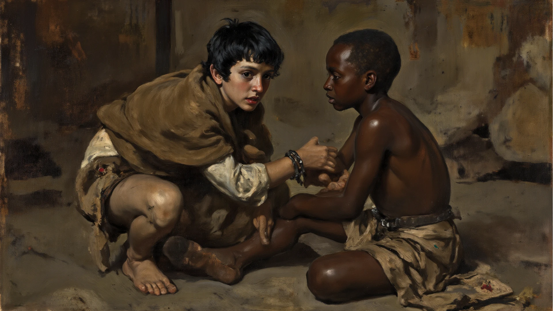 A African Black man riding a pale skin woman piggyback style 