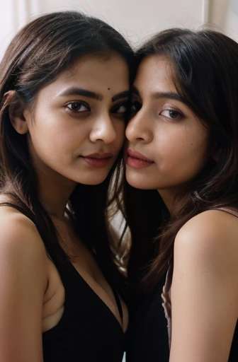 [nudity, explicit] Janhvi Kapoor and Sara Ali Khan Indian lesbian girls, married,  ready to have sex , going for a kiss,, lust face to face, honeymoon, cute full body Indian, cuddling in bed, feeling body, kissing breasts, playing with bosom, looking in eye, curiously, thirst for lips, busty, thirst for milky boobs, lesbian, in love