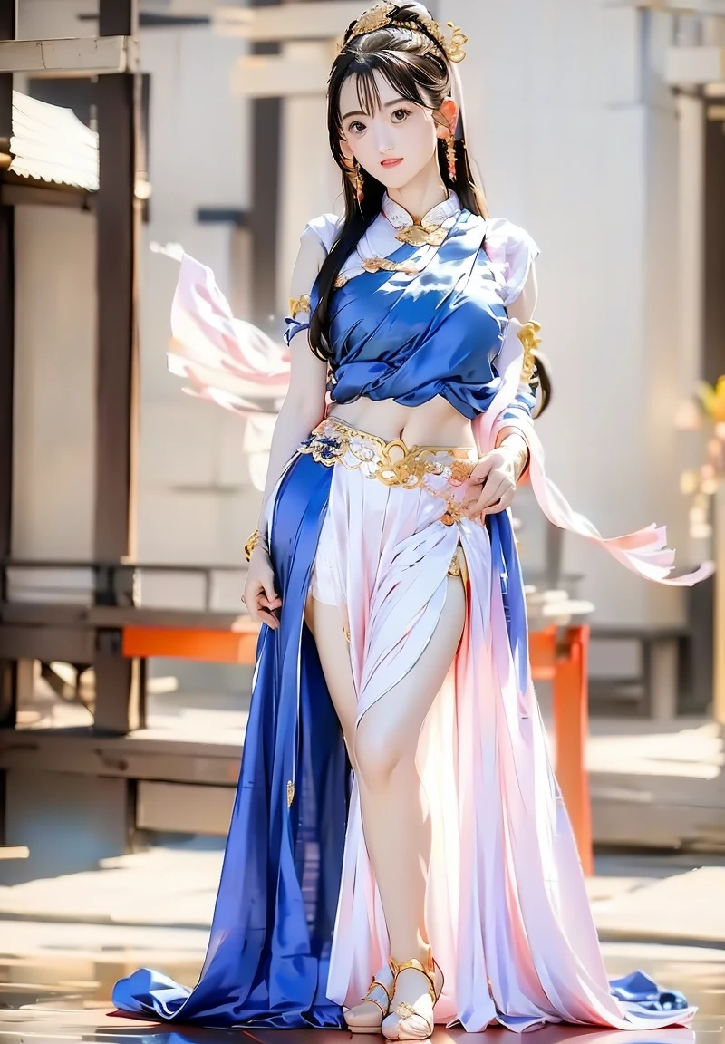 He is a young man, high, slender and thin, curly brown hair, tied to a ponytail and a Chinese crown with an orchid, White skin, eyes like light blue peach, Thin nose, fine reddish fleshy lips, On his forehead a jewel, a thin chain and a blue gem in the middle of his forehead tied to the chain, Navy blue tunic, black boots, bottom of a mountain, The image dates back to ancient China, He is a young man like a teenager.