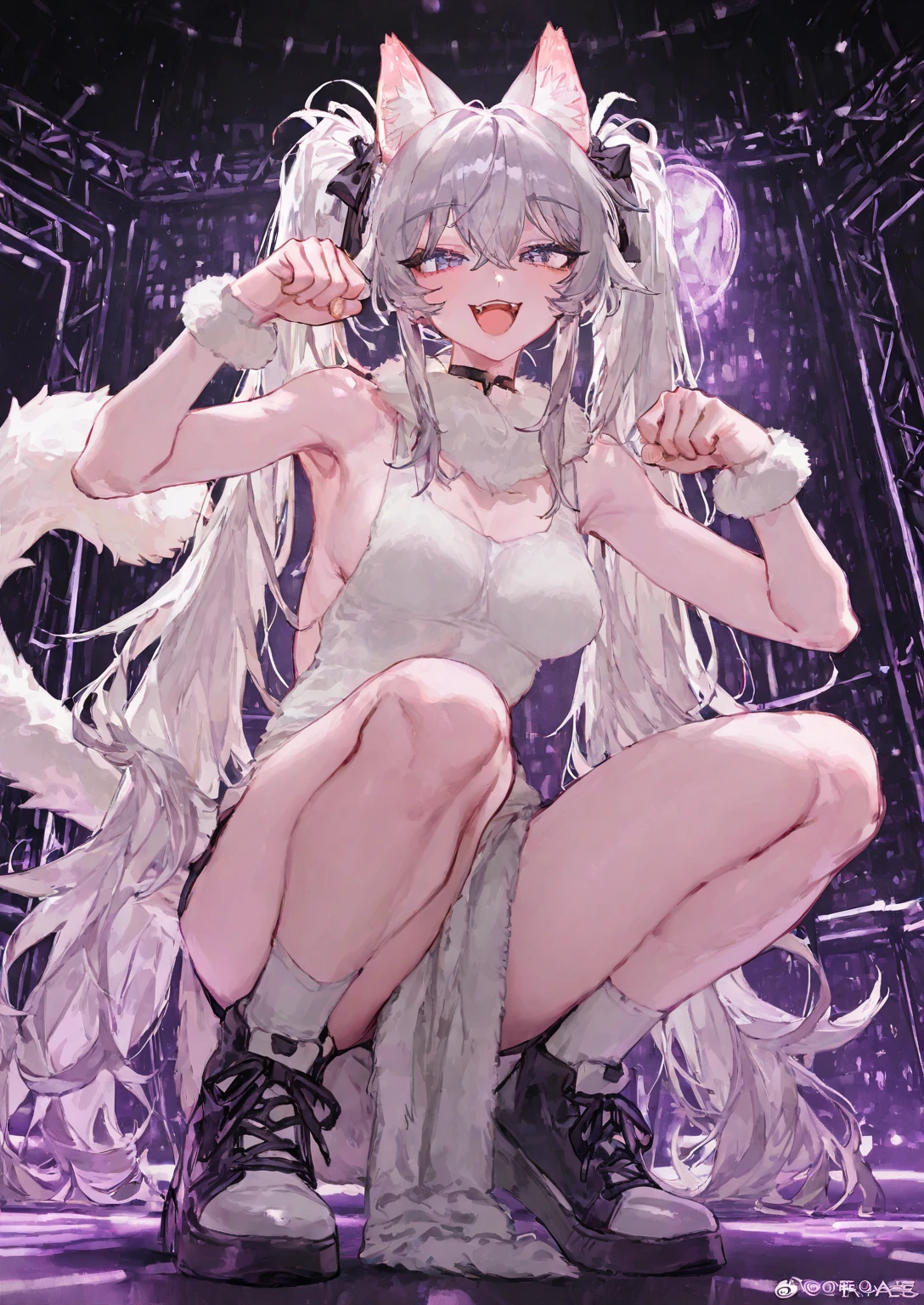 ultra-detailed, masterpiece, masterwork, high quality, best quality, hdr, (prison), posted on e621, (by hioshiru), nsfw, female, solo, (white little body dragon), hairy dragon, (long silver hair, closed eyes, blush, sad, white chubby body), from below, dynamic angle, (nude, restrained, shackles), stain body, (little pee puddle, piss)