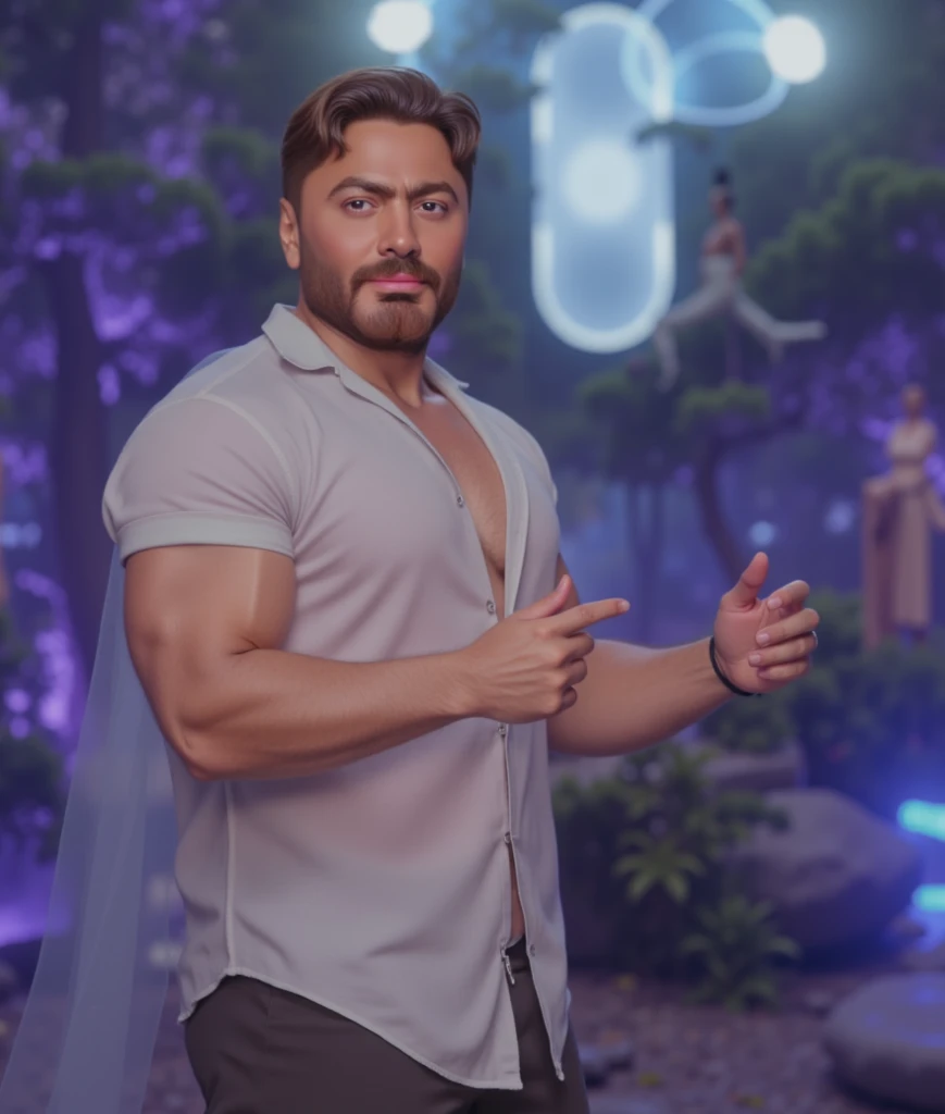 (absurdres, highres, ultra detailed), 1 male, solo, beautiful, handsome, tall muscular guy, smooth skin, sexy gaze, mature, verious red and pink roses around him, the man is standing comfortably in the roses, from directly above, gorgeous, wet, model pose, colorful, artistic, depth of field, focus on his calm facial features, elegant look, looking at the viewers romantically, shirtless, bare body, wearing winter coat,