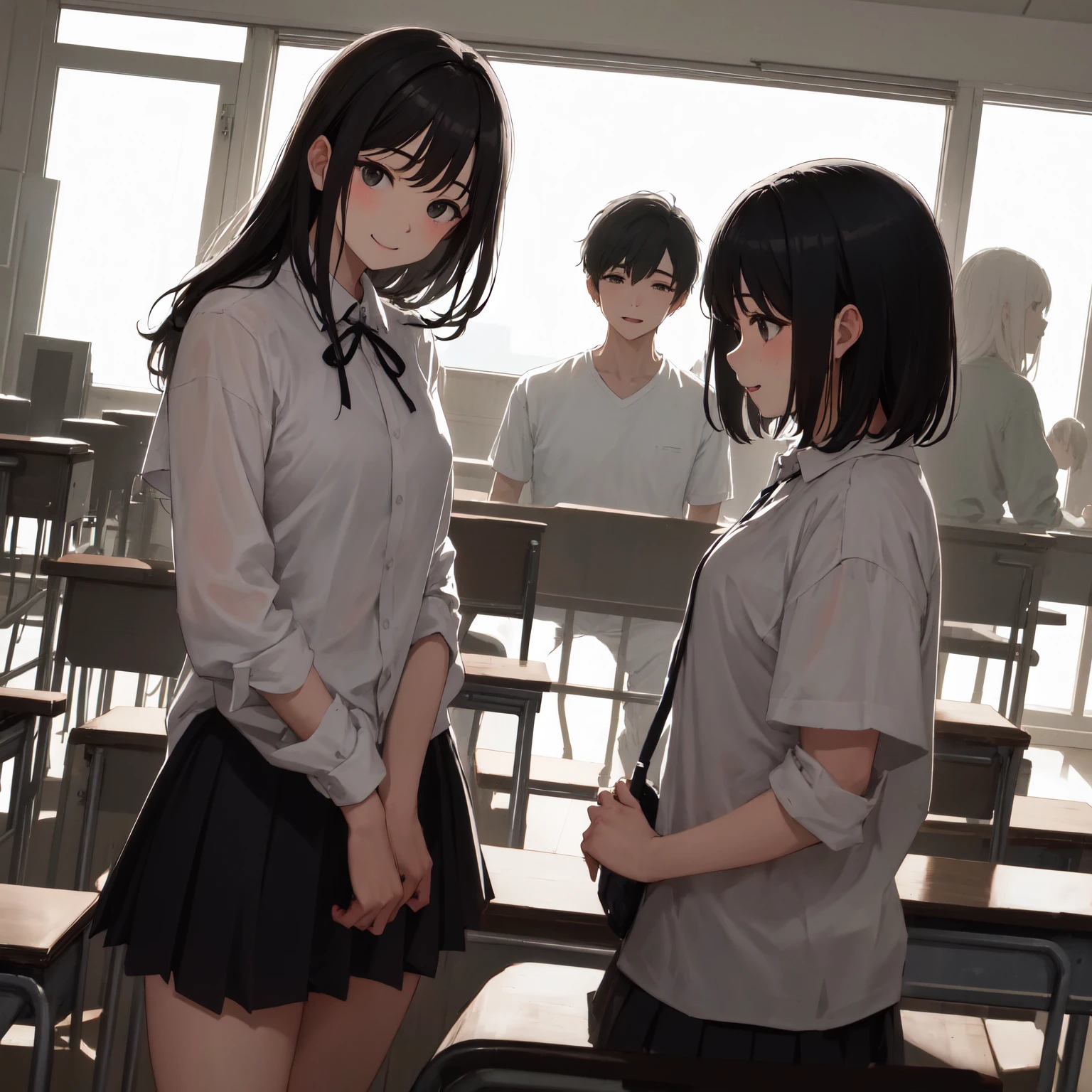 Highest quality,Highest quality,A female elementary school teacher in her 30s and a 6-year-old boy、The teacher is wearing a tight long skirt、The teacher hugs the boy from behind.、Put your hand in your crotch