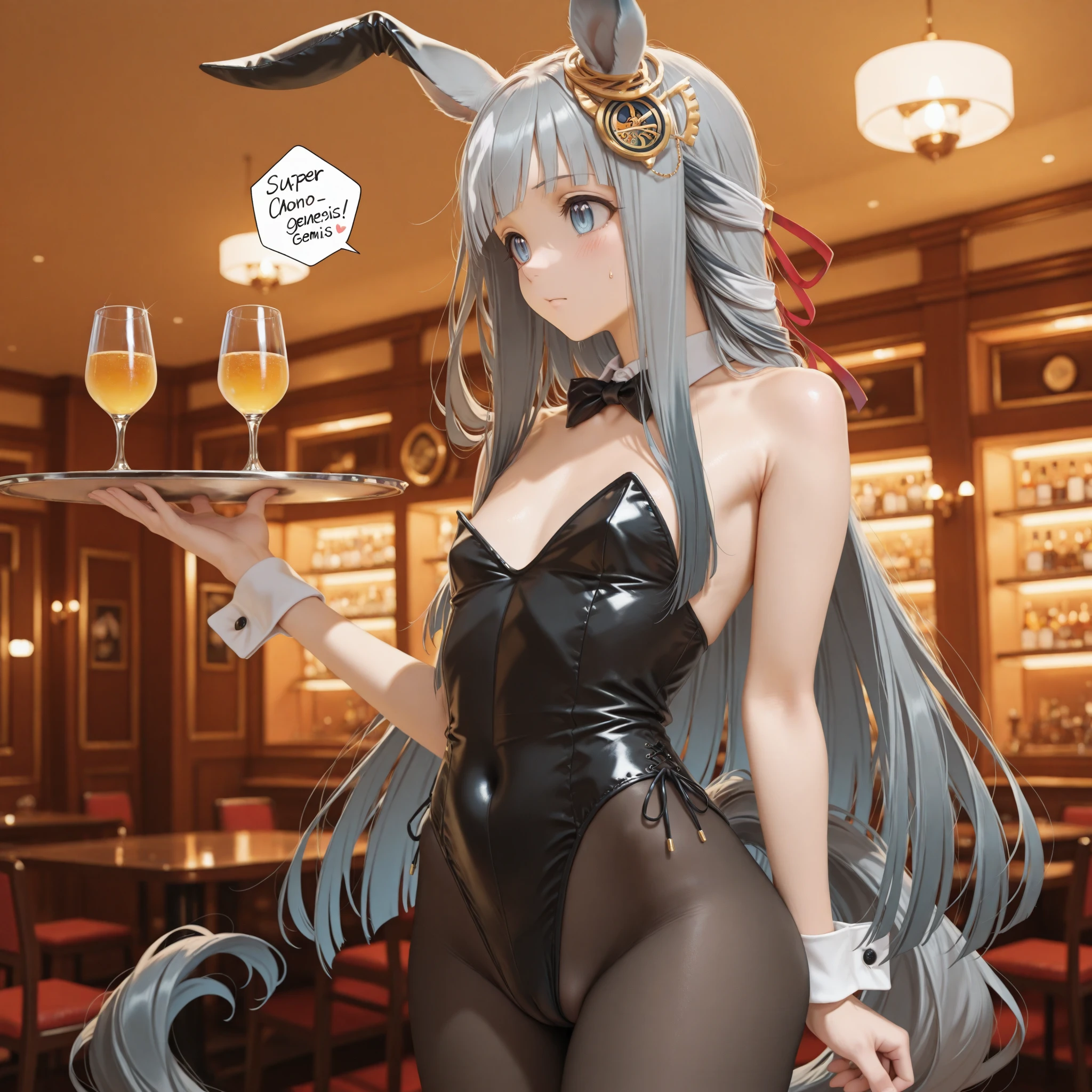 a beautiful detailed girl in a red playboy bunny outfit with fishnet stockings and high heels, holding a tray of drinks, cinematic lighting, highly detailed, photorealistic, 8k, masterpiece, dramatic lighting, intricate details, vibrant colors, elegant pose